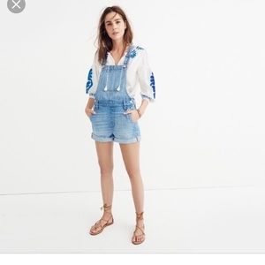 Madewell Adirondack Denim Short Overalls XXS